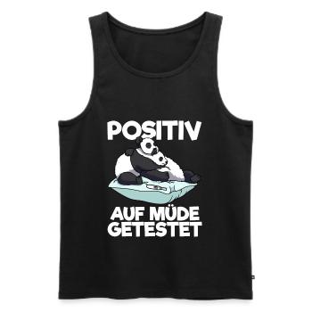 Panda Positiv Auf Müde Getestet Panda Schlafshirt - Männer Premium Bio Tank Top - Schwarz - Vorne - Michal (187cm)