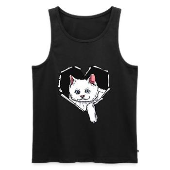 Katze Riss zerissenes Loch Herz Katzen - Männer Premium Bio Tank Top - Schwarz - Vorne - AI Model Male 178 light (178cm)