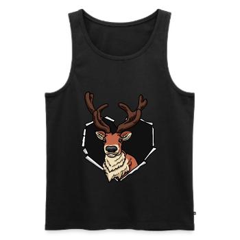 Reindeer Crack Torn Hole Heart Reindeer Face - Débardeur bio Premium Homme - noir - Devant - AI Model Male 178 light (178cm)