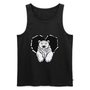 Polar Bear Crack Torn Hole Heart Polar Bear Face - Men's Premium Organic Tank Top - black - Front - AI Model Male 178 light (178cm)