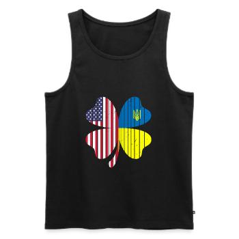 Ukraine America Flag Cloverleaf - Men's Premium Organic Tank Top - black - Front - AI Model Male 178 light (178cm)