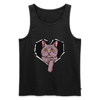 Torn hole crack cat - Men's Premium Organic Tank Top - black - Front - AI Model Male 178 light (178cm)