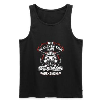 Wir brauchen kein Navi Feuerwehrmann Feuerwehr - Männer Premium Bio Tank Top - Schwarz - Vorne - Michal (187cm)