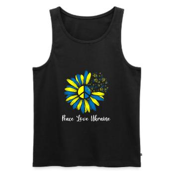 Peace Love Ukraine Blume - Männer Premium Bio Tank Top - Schwarz - Vorne - Michal (187cm)