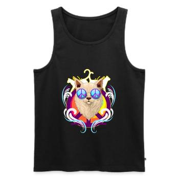 Frieden Katze Weltfrieden Antikrieg - Männer Premium Bio Tank Top - Schwarz - Vorne - Michal (187cm)