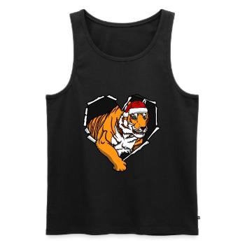 Tiger crack torn perforated cap - Men's Premium Organic Tank Top - black - Front - AI Model Male 178 light (178cm)