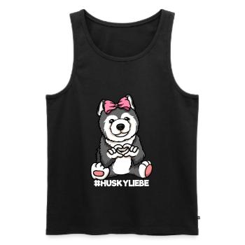 Husky Liebe Hund Hundemama Herz - Männer Premium Bio Tank Top - Schwarz - Vorne - Michal (187cm)