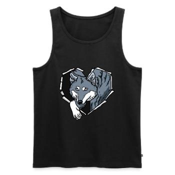 Wolf Crack Torn Hole Heart Wolf Face - Men's Premium Organic Tank Top - black - Front - AI Model Male 178 light (178cm)