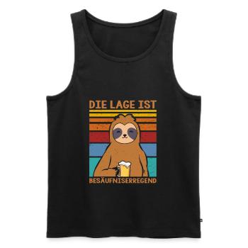 Die Lage ist besäufniserregend Faultier Bier - Männer Premium Bio Tank Top - Schwarz - Vorne - Michal (187cm)