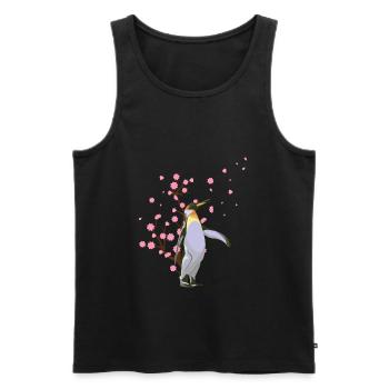 Cherry Blossom Penguin Japanese Sakura Flower - Men's Premium Organic Tank Top - black - Front - AI Model Male 178 light (178cm)