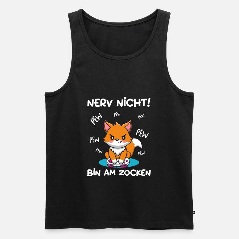 Bin am Zocken Gaming Fuchs - Männer Premium Bio Tank Top - Schwarz
