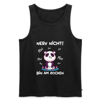 Bin am Zocken Gaming Panda - Männer Premium Bio Tank Top - Schwarz - Vorne - Michal (187cm)