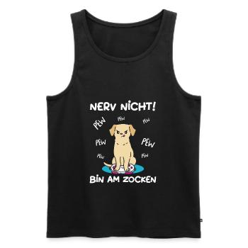 Bin am Zocken Gaming Labrador Hund - Männer Premium Bio Tank Top - Schwarz - Vorne - Michal (187cm)