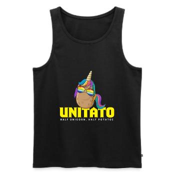 Unitato Pomme de terre Licorne - Débardeur bio Premium Homme - noir - Devant - Michal (187cm)