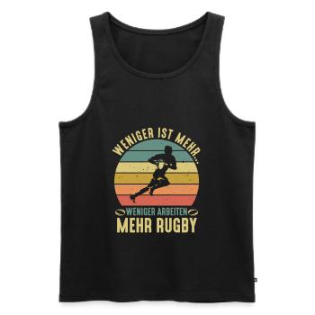 Weniger Arbeiten Mehr Rugby Rugbyspieler - Männer Premium Bio Tank Top - Schwarz - Vorne - AI Model Male 178 light (178cm)