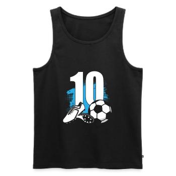 Football Footballeur de 10 ans 10e anniversaire - Débardeur bio Premium Homme - noir - Devant - Michal (187cm)