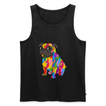 Pug Colorful - Men's Premium Organic Tank Top - black - Front - Michal (187cm)