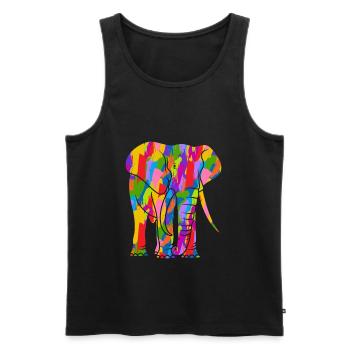 Elefant Bunt Vintage Regenbogen Retro Elefanten - Männer Premium Bio Tank Top - Schwarz - Vorne - AI Model Male 178 light (178cm)