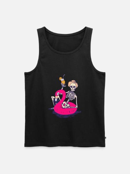 Skelett Cocktail Flamingo Sommer - Männer Premium Bio Tank Top - Schwarz
