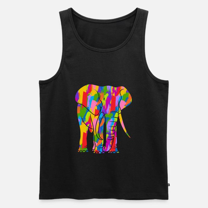 Elefant Bunt - Männer Premium Bio Tank Top - Schwarz