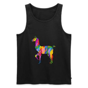 Lama Colorful Vintage Rainbow Retro Alpaca - Men's Premium Organic Tank Top - black - Front - AI Model Male 178 light (178cm)