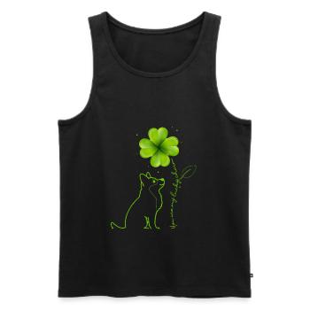 Du bist mein Glücksbringer Husky Kleeblatt - Männer Premium Bio Tank Top - Schwarz - Vorne - Michal (187cm)