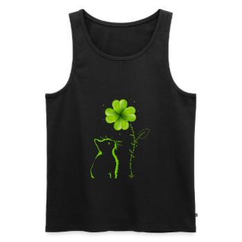 Tu es mon lucky charm cat Cloverleaf - Débardeur bio Premium Homme - noir - Devant - Michal (187cm)