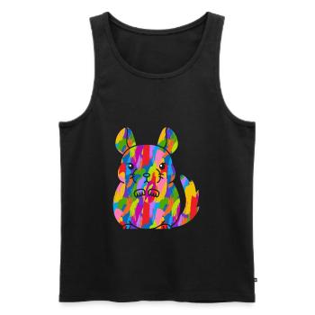 Chinchilla Colorful Vintage Rainbow Retro - Men's Premium Organic Tank Top - black - Front - AI Model Male 178 light (178cm)
