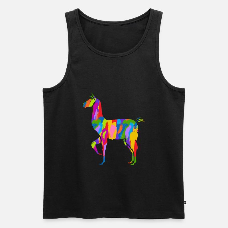 Lama Bunt - Männer Premium Bio Tank Top - Schwarz