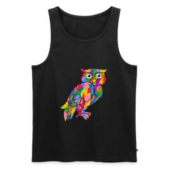 Eule Bunt Vintage Regenbogen Retro Eulen Kauz - Männer Premium Bio Tank Top - Schwarz - Vorne - AI Model Male 178 light (178cm)