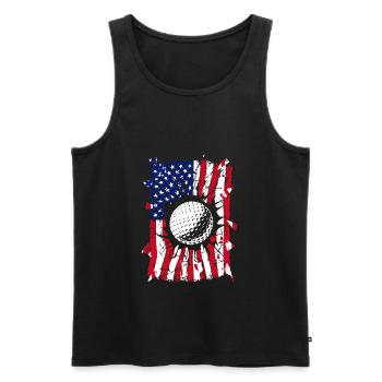 Golf Torn American Flag Golfeur - Débardeur bio Premium Homme - noir - Devant - AI Model Male 178 light (178cm)