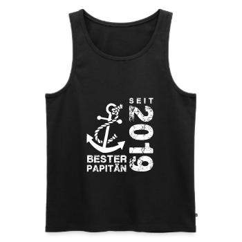 Papitän seit 2019 - Männer Premium Bio Tank Top - Schwarz - Vorne - Michal (187cm)