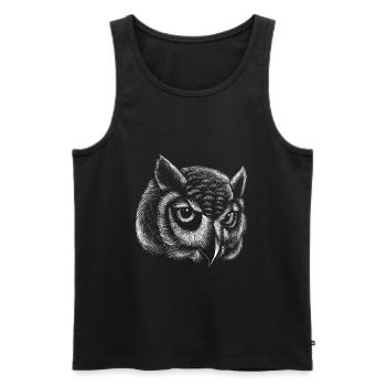 Eule Linien Realistischee Zeichnung Eule Kunst - Männer Premium Bio Tank Top - Schwarz - Vorne - AI Model Male 178 light (178cm)