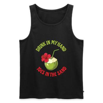 Drink In My Hand Toes In The Sand - Männer Premium Bio Tank Top - Schwarz - Vorne - AI Model Male 178 light (178cm)