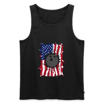 Bowling Torn American Flag - Men's Premium Organic Tank Top - black - Front - AI Model Male 178 light (178cm)