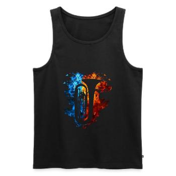 Tuba Red Blue Fire Musical Instrument Fire Art - Men's Premium Organic Tank Top - black - Front - AI Model Male 178 light (178cm)