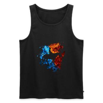 Pferd Rot Blau Feuer Reiter Reiten - Männer Premium Bio Tank Top - Schwarz - Vorne - AI Model Male 178 light (178cm)