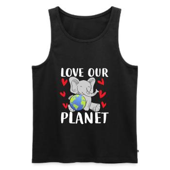 Love Our Planet Elephant Earth - Männer Premium Bio Tank Top - Schwarz - Vorne - Michal (187cm)