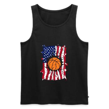 Drapeau de Basketball USA - Débardeur bio Premium Homme - noir - Devant - Michal (187cm)