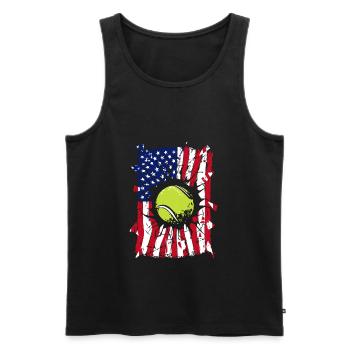 Tennis USA Drapeau - Débardeur bio Premium Homme - noir - Devant - AI Model Male 178 light (178cm)