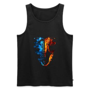 Saxophon Rot Blau Feuer Musikinstrument - Männer Premium Bio Tank Top - Schwarz - Vorne - AI Model Male 178 light (178cm)