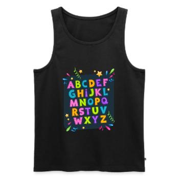 Alphabet Abc Schulstart Mädchen Jungen - Männer Premium Bio Tank Top - Schwarz - Vorne - AI Model Male 178 light (178cm)