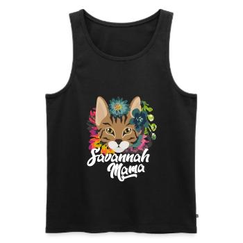 Savannah Mama Savannah Cat Kitten - Men's Premium Organic Tank Top - black - Front - AI Model Male 178 light (178cm)