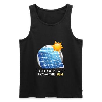 L’énergie solaire photovoltaïque - Débardeur bio Premium Homme - noir - Devant - AI Model Male 178 light (178cm)