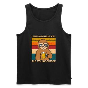 Lieber Gschisse Voll Als Vollgschisse Bier - Männer Premium Bio Tank Top - Schwarz - Vorne - Michal (187cm)