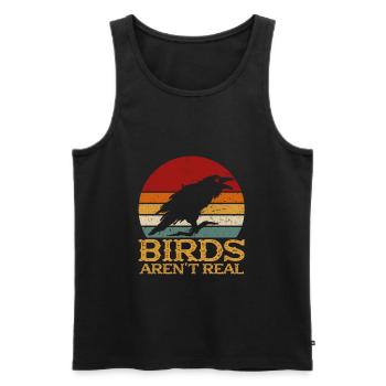 Les oiseaux ne sont pas réels - Débardeur bio Premium Homme - noir - Devant - AI Model Male 178 light (178cm)