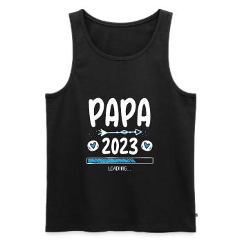 Papa 2023 Loading - Men's Premium Organic Tank Top - black - Front - AI Model Male 178 light (178cm)