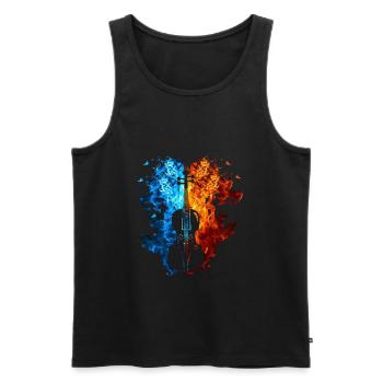 Violin Red Blue Fire Musical Instrument - Men's Premium Organic Tank Top - black - Front - AI Model Male 178 light (178cm)