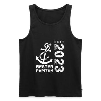 Papitän seit 2023 - Männer Premium Bio Tank Top - Schwarz - Vorne - Michal (187cm)