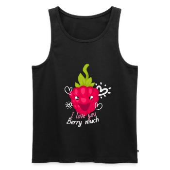 I Love You Berry Much Fruit Raspberry - Men's Premium Organic Tank Top - black - Front - AI Model Male 178 light (178cm)